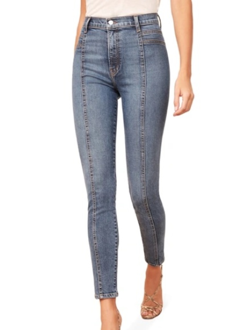Reformation High-Rise Skinny Jeans - Medium Blue Wash